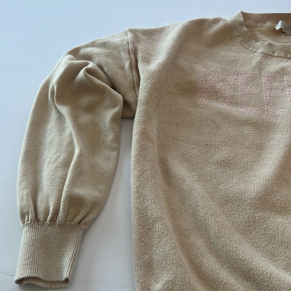 Ann Taylor LOFT WEEKEND Sweater Size Medium Beige Pink Drop Shoulder - Picture 6 of 10